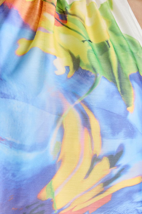 Karen Millen Drop Hem Halter Volume Maxi Dress Multi