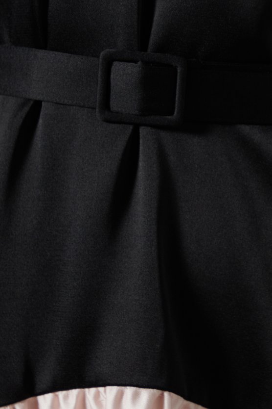 Karen Millen Drop Waist Satin Crepe Belted Midi Dress Mono