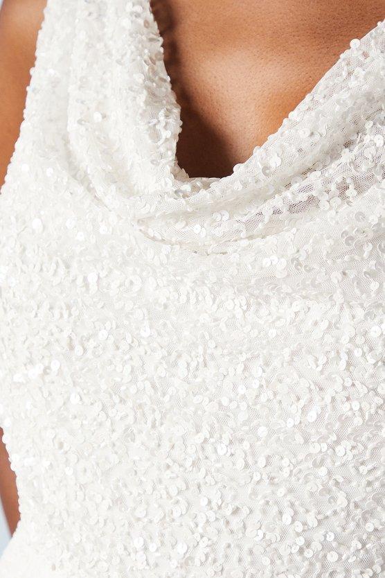 Karen Millen Embellished Cowl Back Wrap Wedding Dress Ivory