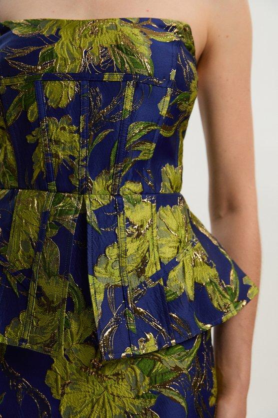 Karen Millen Floral Jacquard Tailored Midi Pencil Dress Multi