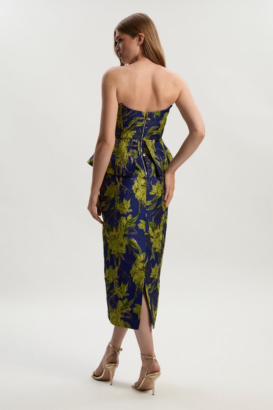 Karen Millen Floral Jacquard Tailored Midi Pencil Dress Multi