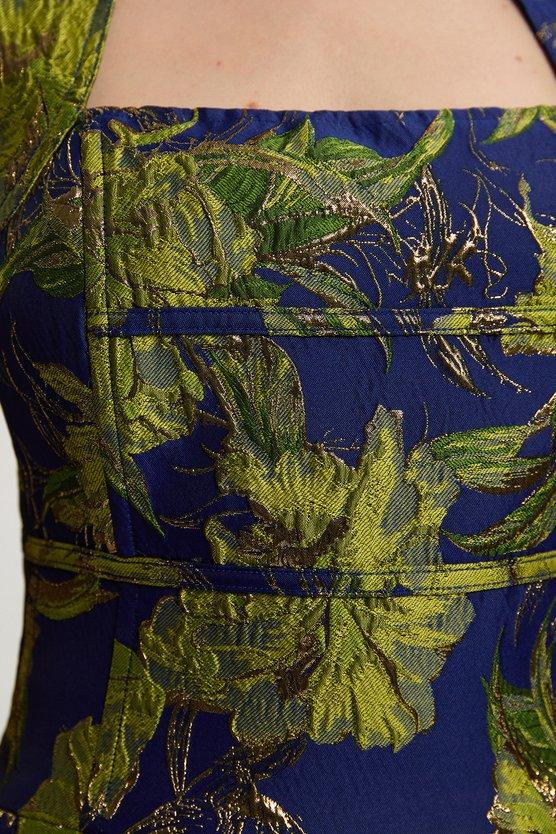 Karen Millen Floral Jacquard Tailored Puff Mini Dress Multi