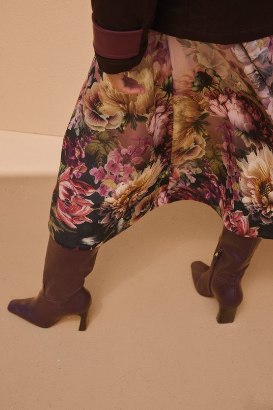 karen millen Floral Print Silk Cotton Long Sleeve Woven Maxi Dress floral