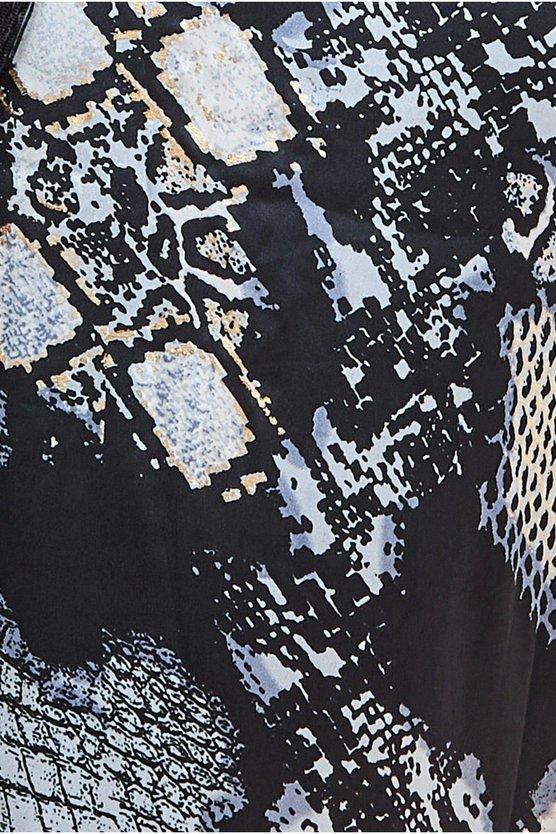 Karen Millen Foil Print Wrap Midi With Tassels Black