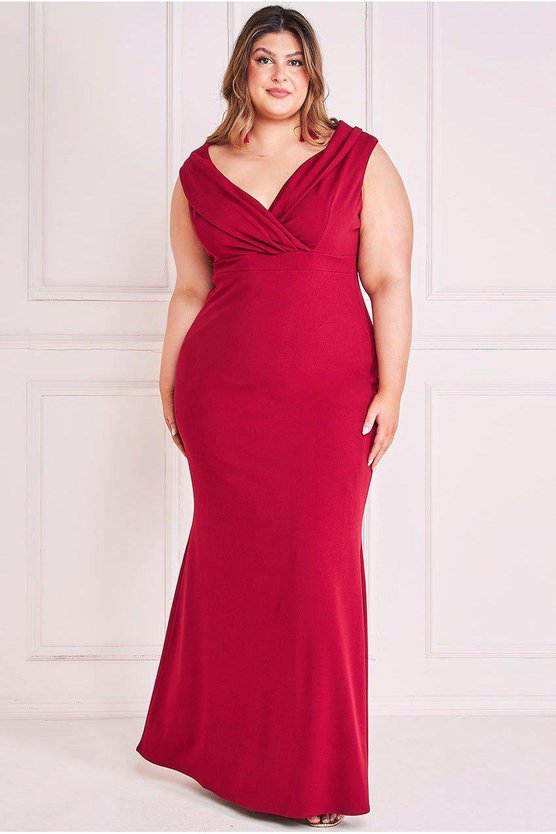 karen millen Front Wrap Off The Shoulder Maxi Dress Wine
