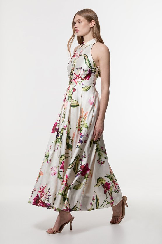 karen millen Garden Floral Twill Collared Maxi Dress floral