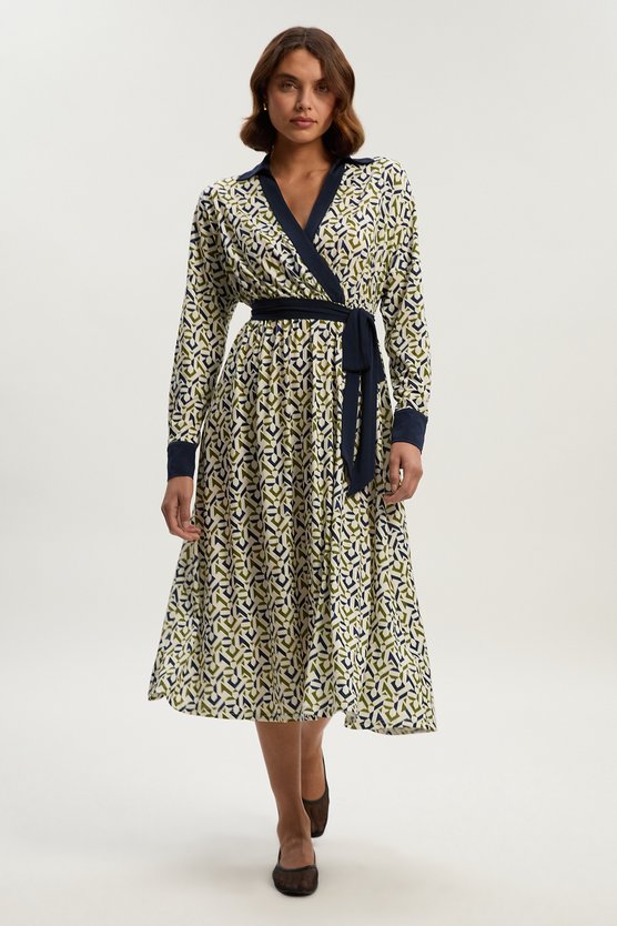 karen millen Geo Print Crepe Tie Waist Maxi Dress mono