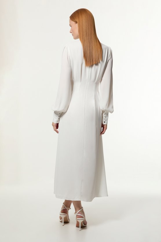 Karen Millen Georgette Woven Tie Midaxi Dress Ivory