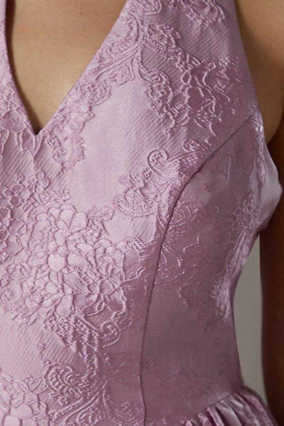 Karen Millen Halter Jacquard Drop Princess Waist Dress Lilac