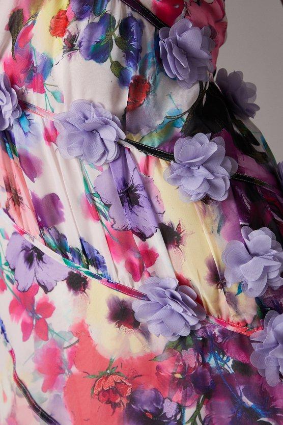 Karen Millen 3d Flower Sleeveless Midi Dress Pink