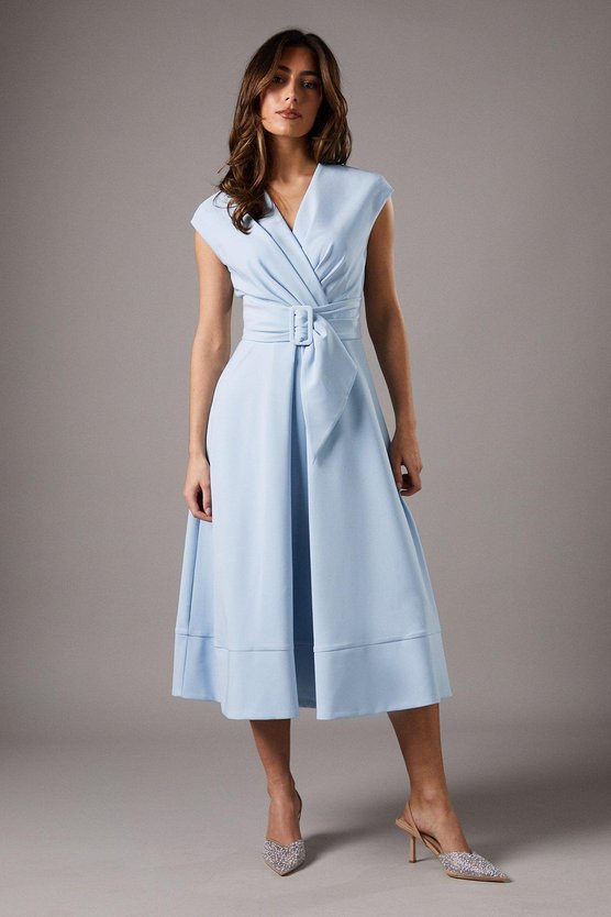 karen millen Belted Crepe Dress pale blue