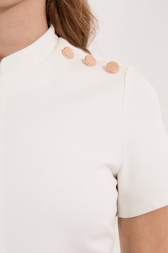 Karen Millen Belted Ponte Midi Dress Ivory