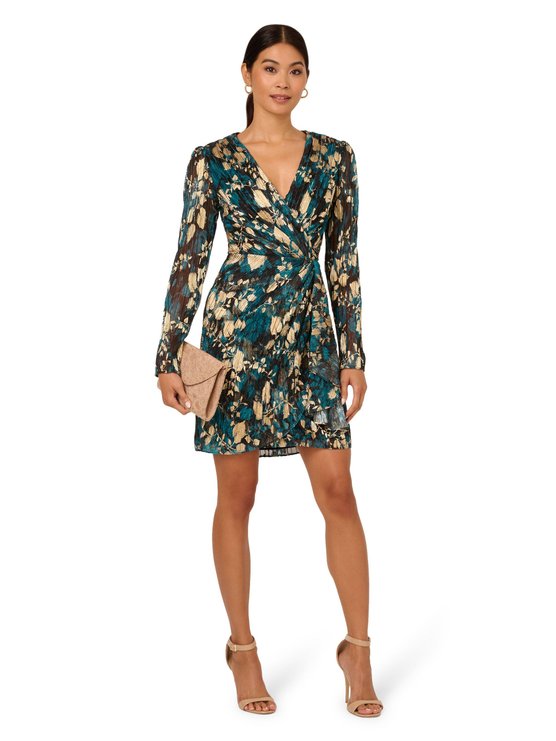 karen millen Crinkle Foil Wrap Dress Blue