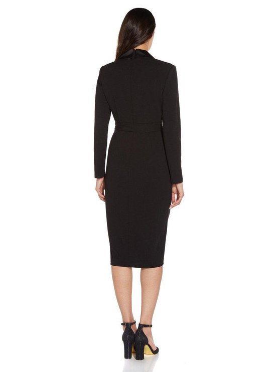 Karen Millen Knit Crepe Tuxedo Wrap Dress Black