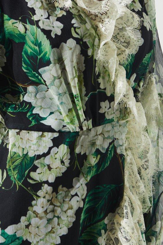 Karen Millen Lace Trim Chiffon Wrap Dress Multi