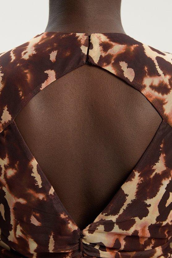 Karen Millen Leopard Print Mesh Maxi Dress Multi