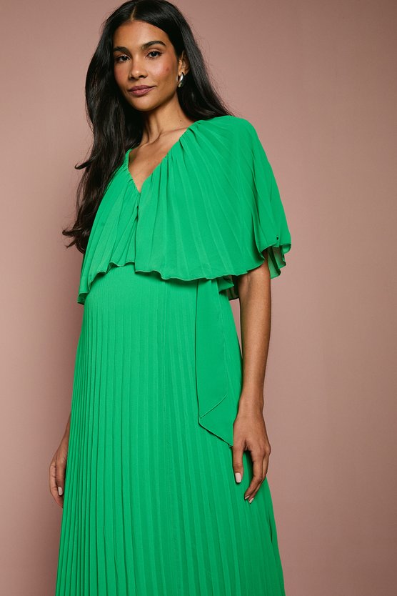 Karen Millen Maternity Pleat Wrap Dress Green