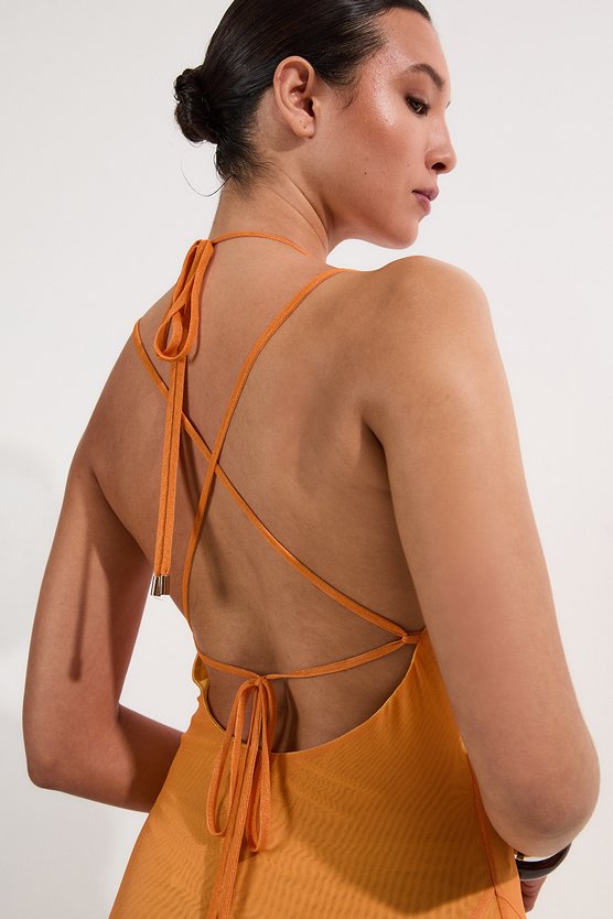 Karen Millen Ombre Mesh Strappy Beach Dress Orange