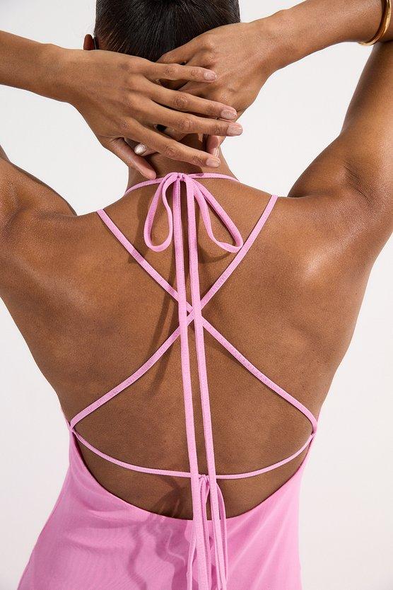 Karen Millen Ombre Mesh Strappy Beach Dress Pink