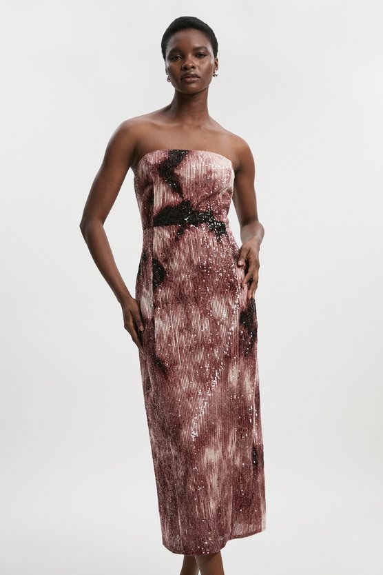 karen millen Ombre Sequin Woven Midi Dress multi
