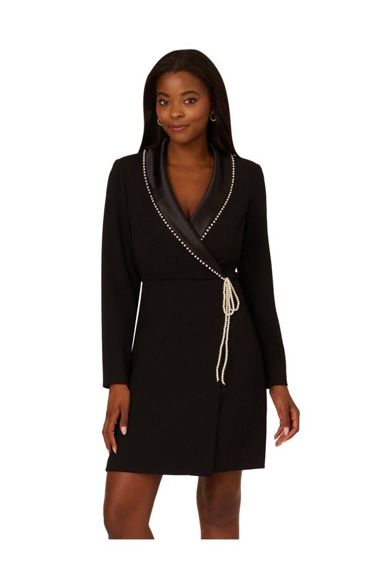 Karen Millen Pearl Wrap Blazer Short Dress Black