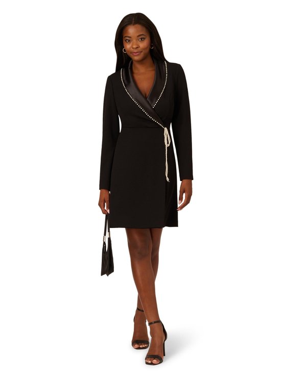 karen millen Pearl Wrap Blazer Short Dress Black
