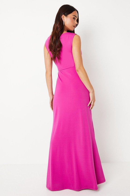 Karen Millen Petite Jersey Wrap Midi Dress Pink