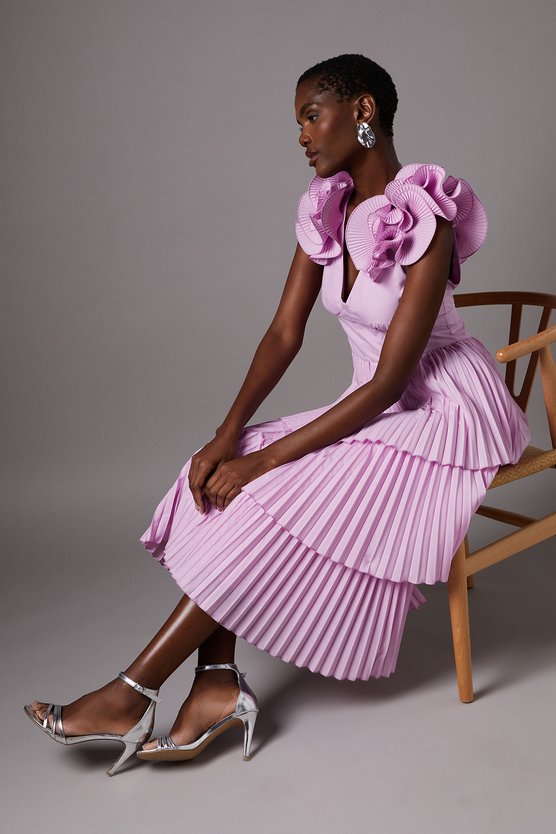 karen millen Pleat Skirt Midi Dress lilac