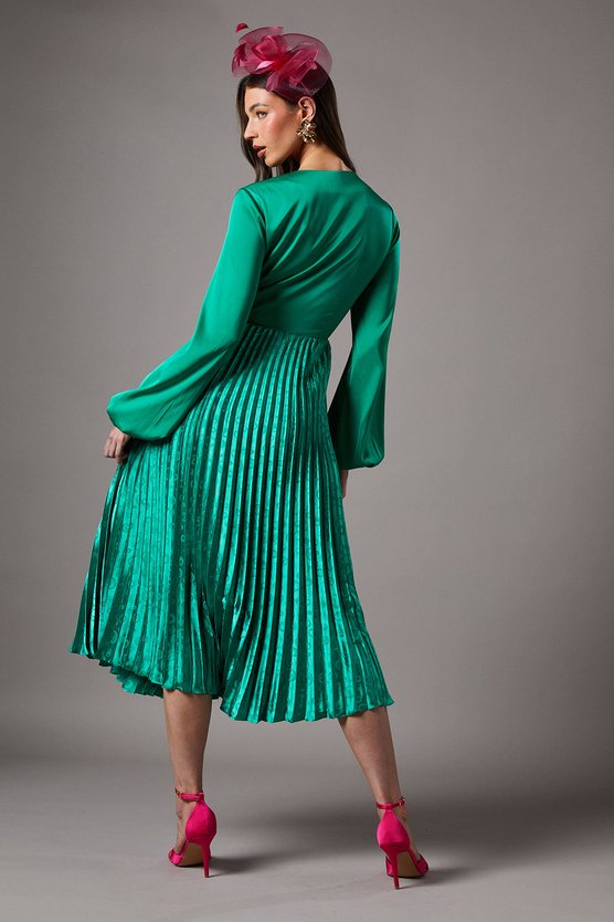 Karen Millen Pleat Wrap Dress Green