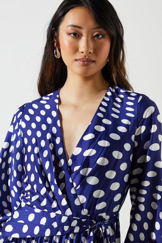 Karen Millen Pleat Wrap Dress Navy