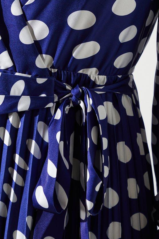 Karen Millen Pleat Wrap Dress Navy