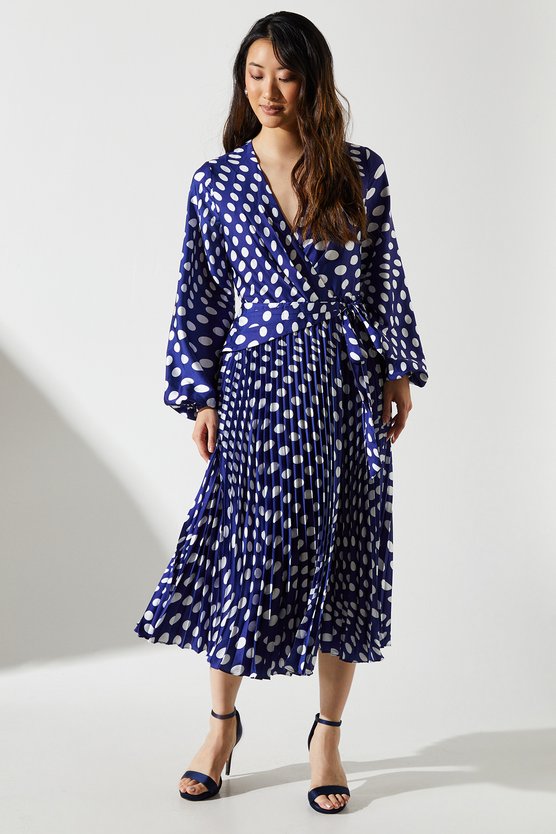 karen millen Pleat Wrap Dress navy