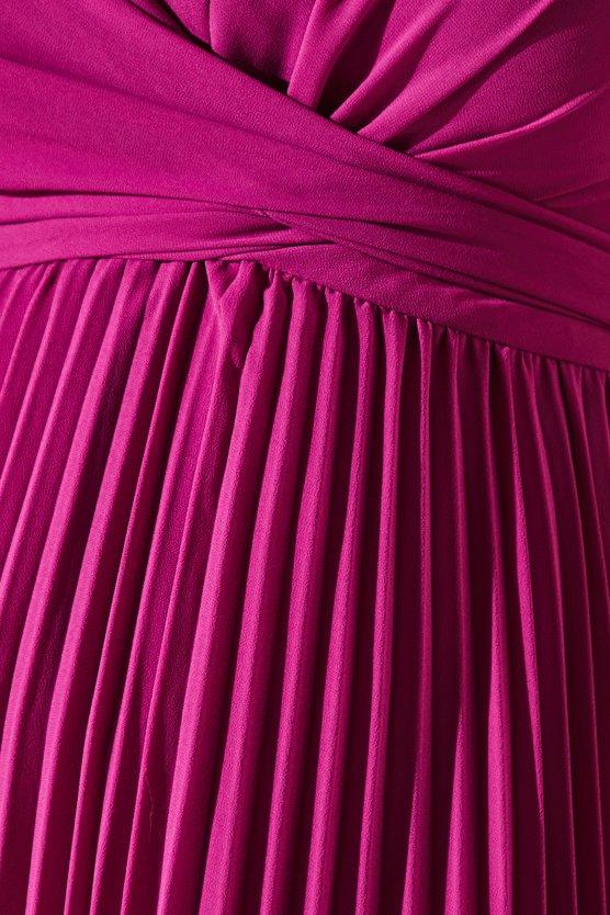 Karen Millen Pleated Wrap Front Dress Magenta