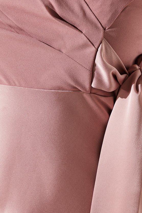 Karen Millen Satin Mix Wrap Dress Pink