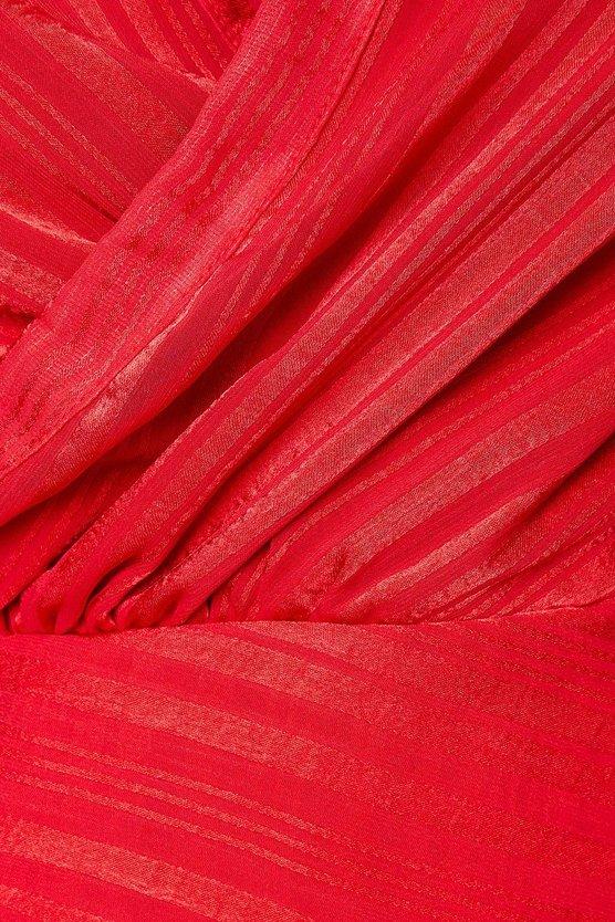 Karen Millen Satin Wrap Front Shirt Dress Red