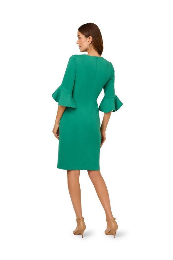 Karen Millen Scuba Faux Wrap Midi Dress Dark Green