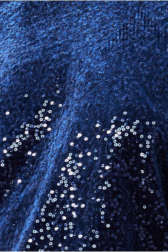 Karen Millen Sequin Velvet Jumper Navy