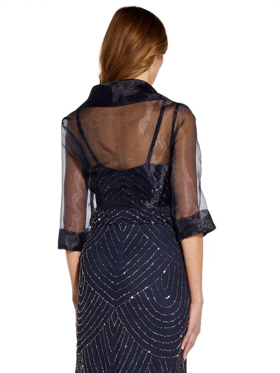 Karen Millen Sht Slv Orgnza Wrap Jacket Navy