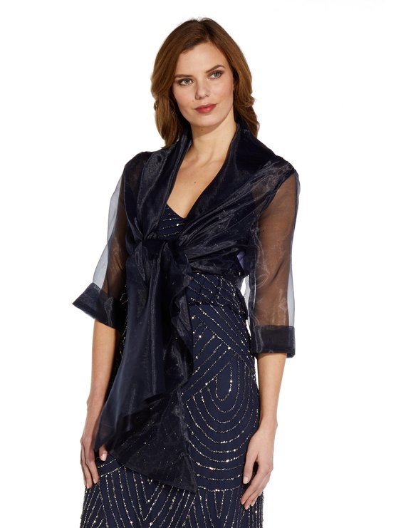 karen millen Sht Slv Orgnza Wrap Jacket Navy