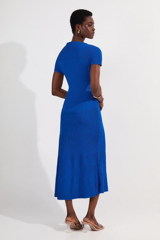 Karen Millen Stitch Detail Knit Midi Dress Cobalt
