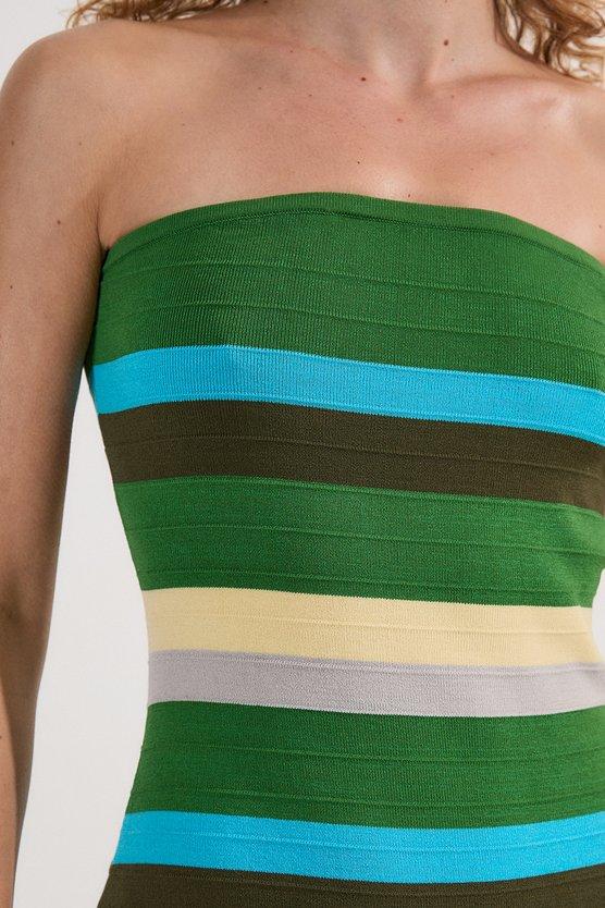 Karen Millen Striped Bardot Knit Maxi Dress Stripe