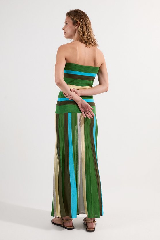 Karen Millen Striped Bardot Knit Maxi Dress Stripe
