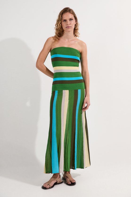 karen millen Striped Bardot Knit Maxi Dress stripe