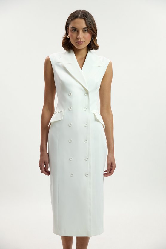 karen millen Tall Tailored Tux Pencil Dress ivory