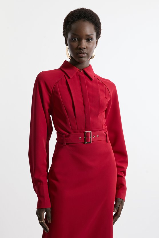 Karen Millen Twill Collared Woven Maxi Dress Mono