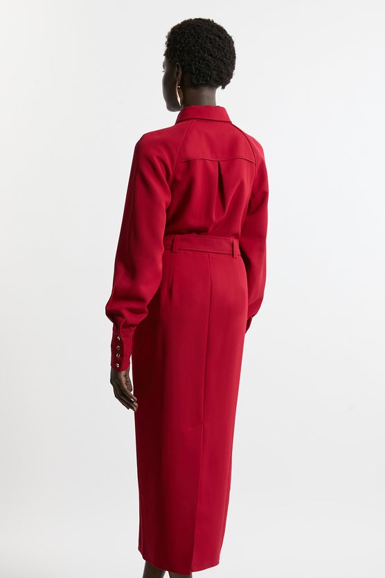 Karen Millen Twill Collared Woven Maxi Dress Mono