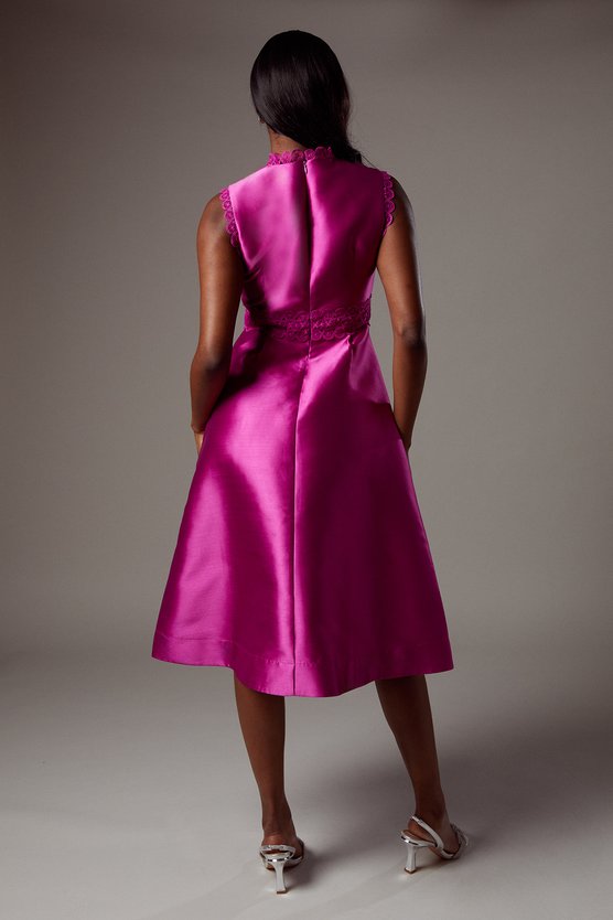 Karen Millen Twill Lace Dress Magenta