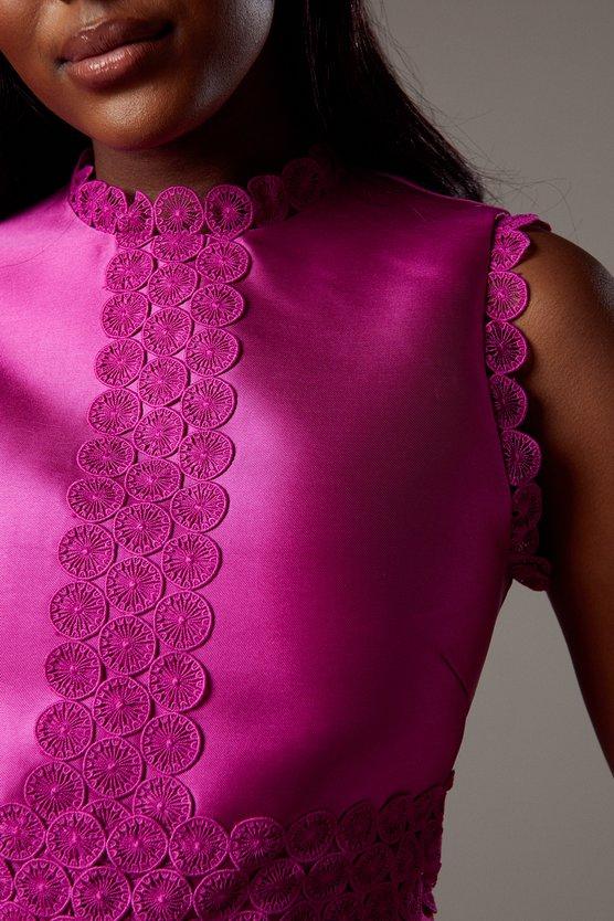 Karen Millen Twill Lace Dress Magenta