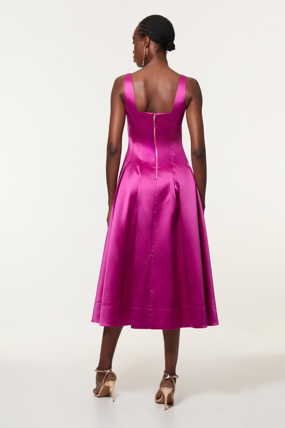 Karen Millen Twill Prom Woven Midi Dress Purple