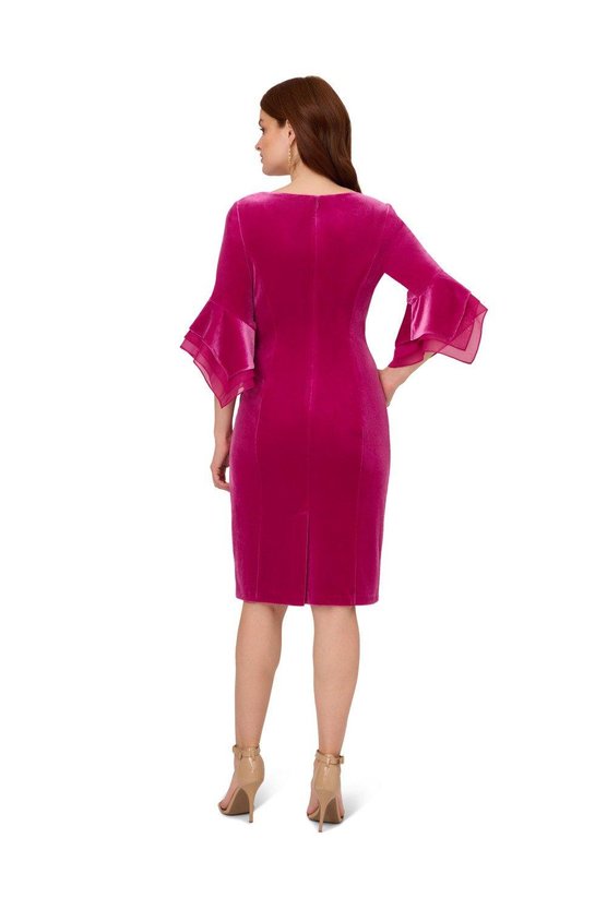 Karen Millen Velvet Bell Sleeve Short Dress Navy